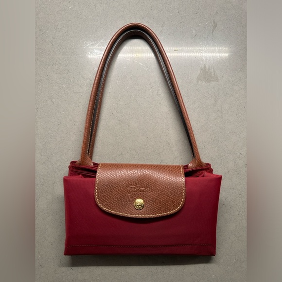 Handbags - Longchamp le Pliage Small Tote Handbag Burgundy Nylon